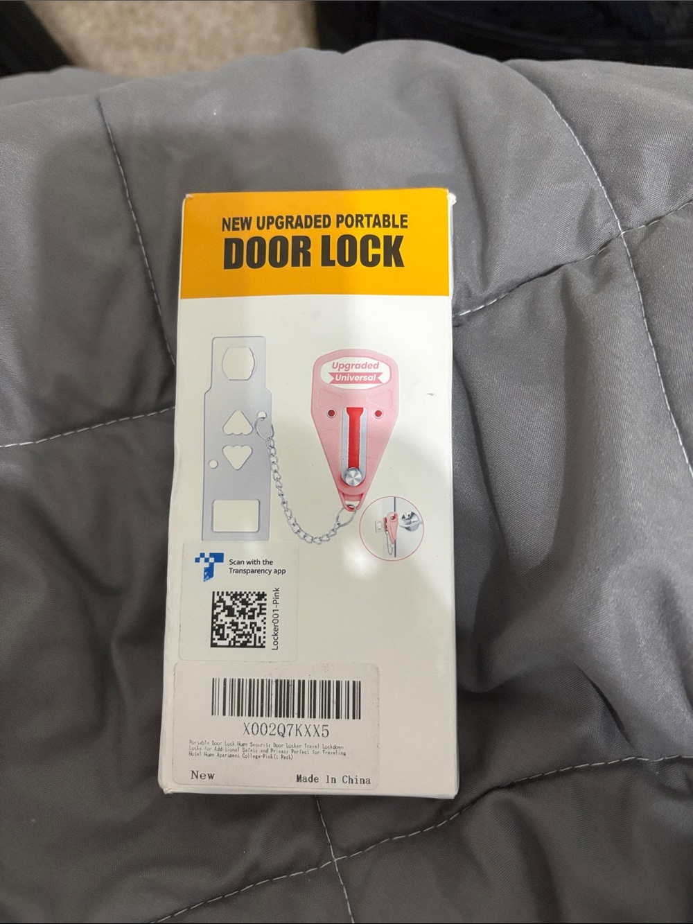 Portable Door Lock - Pink - Universal Travel Security comes with cute pink case